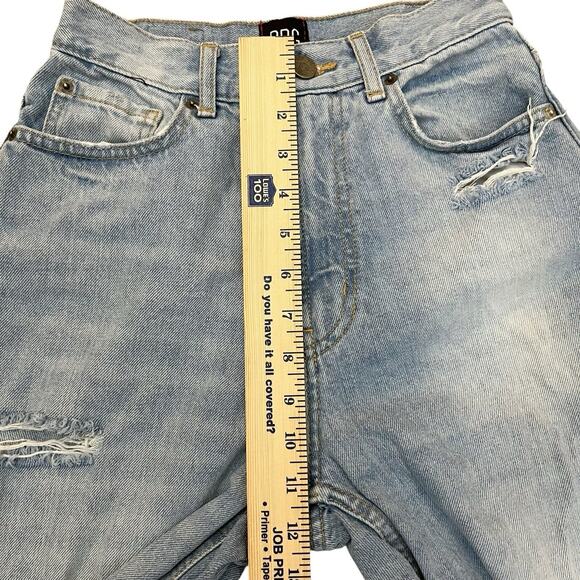 BDG Womens Skater Baggy Jeans Sz 24 Light Wash Ripped Distressed Wide Leg Cuffed - Picture 12 of 13
